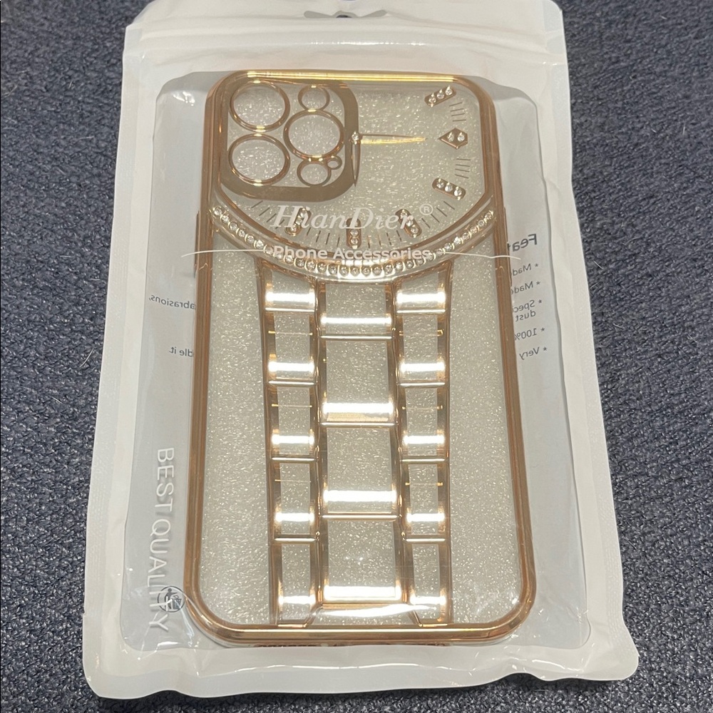 IPhone 6.7” acrylic  Metallic Rose Gold toned Phone Case New